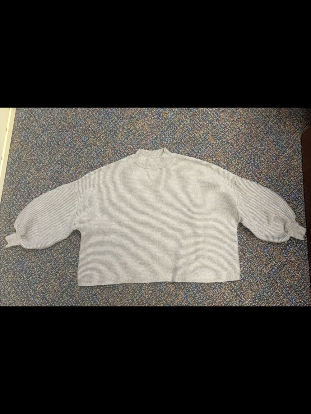 Ellison Light Gray Balloon Sleeve Mock Neck Sweater - Women